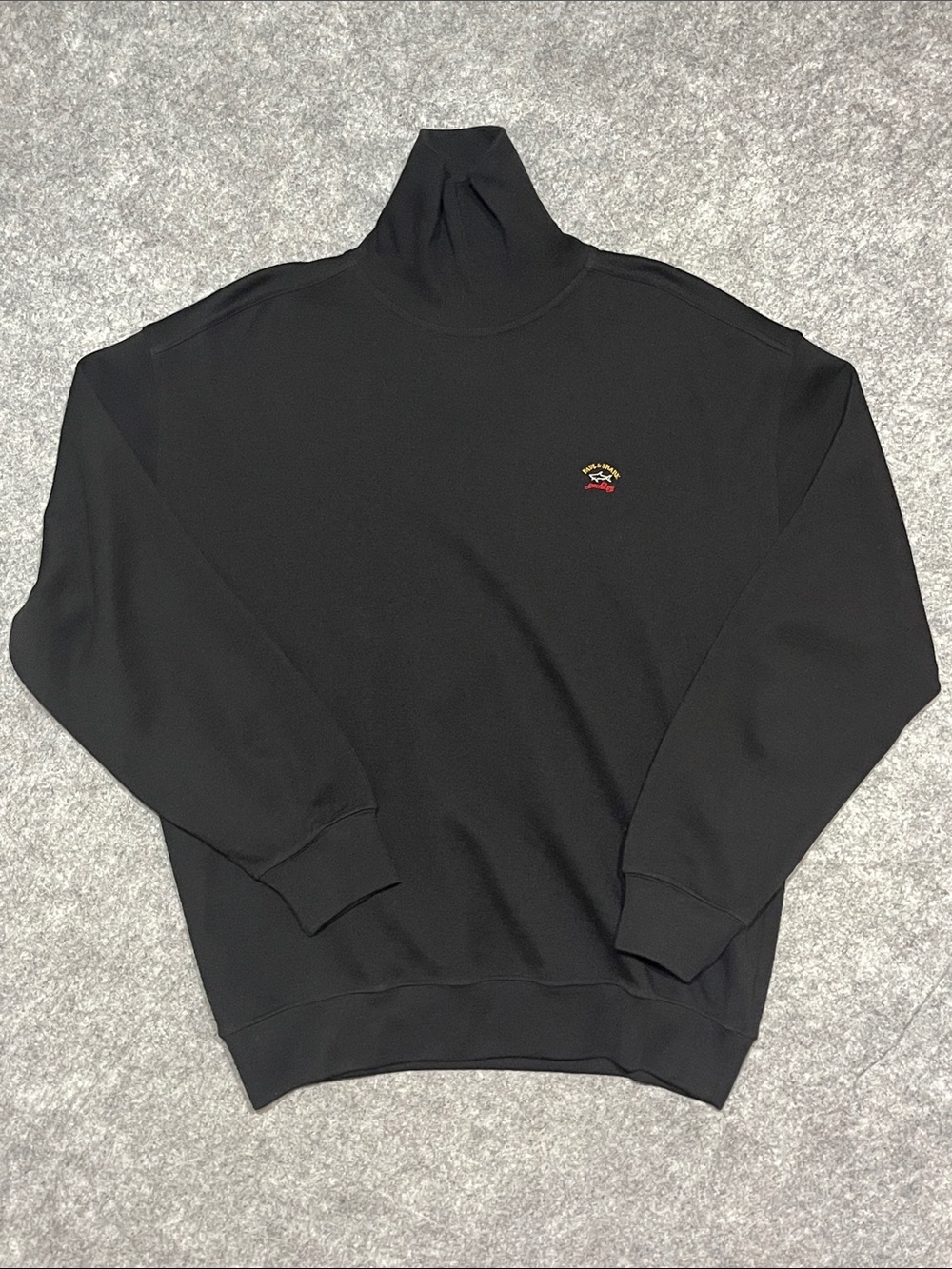 Paul & Shark Black Turtleneck Sweater with Small Embroidered Crest